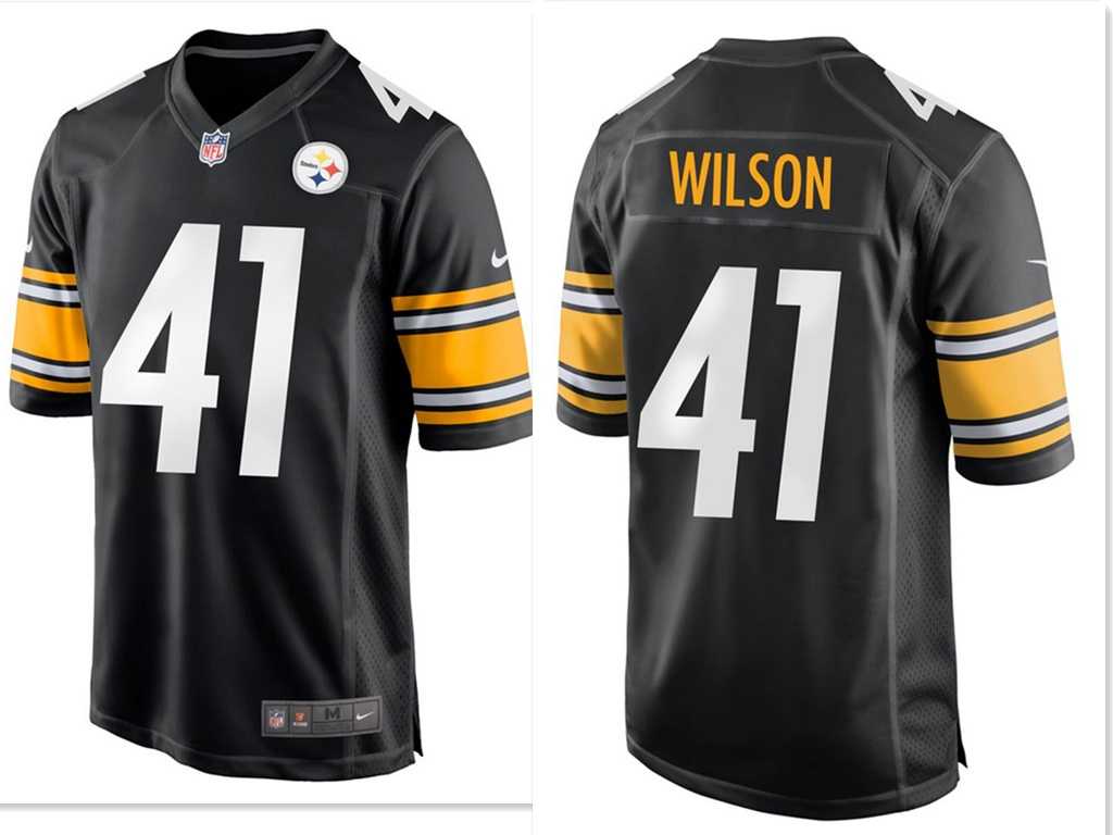 Mens Pittsburgh Steelers #41 Payton Wilson Black Replica Home Stitched Jersey Dzhi